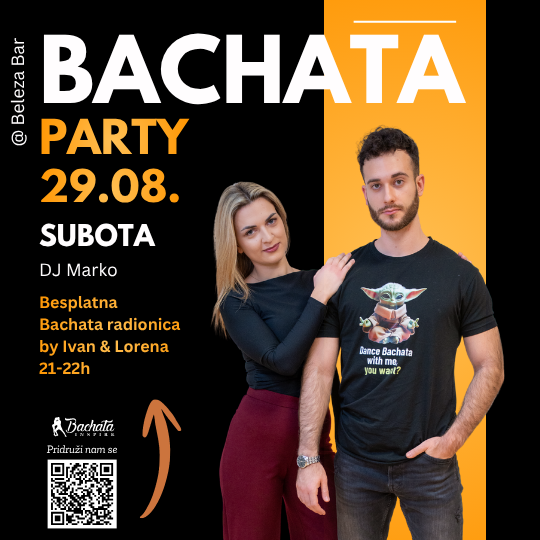 Bachata Party Subota 29.08. Beleza Bar + Radionica by Ivan & Lorena